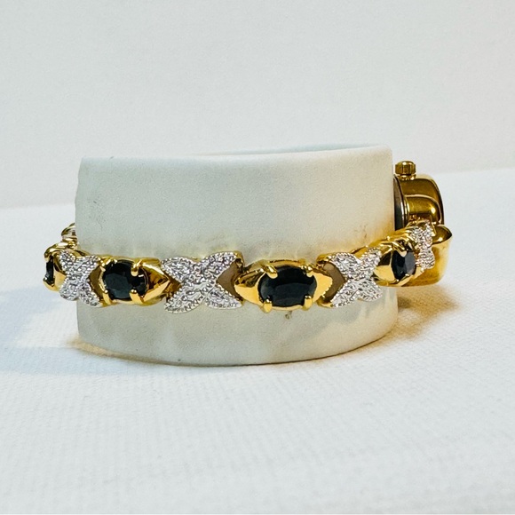 Vintage Avon Genuine Sapphire Mother Of Pearl Women\'s Gold Watch 2001 F735137/A